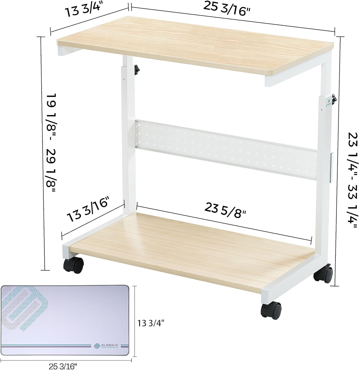 EUREKA ERGONOMIC PC Stand Computer Cart, Height Adjustable Tower Maple