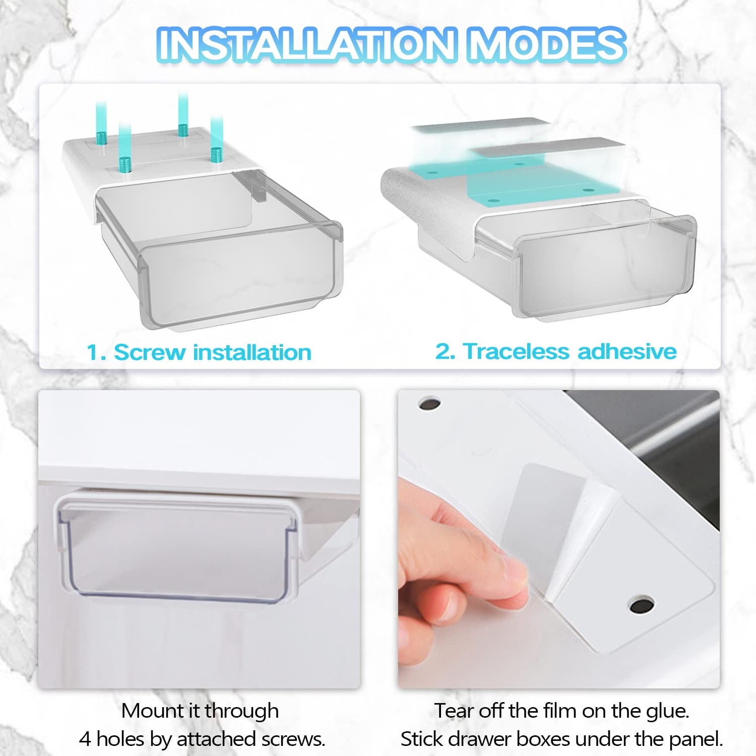-adhesive Under Desk Drawer Organizer, 2 Pack Table Slide Out Large Storage M…