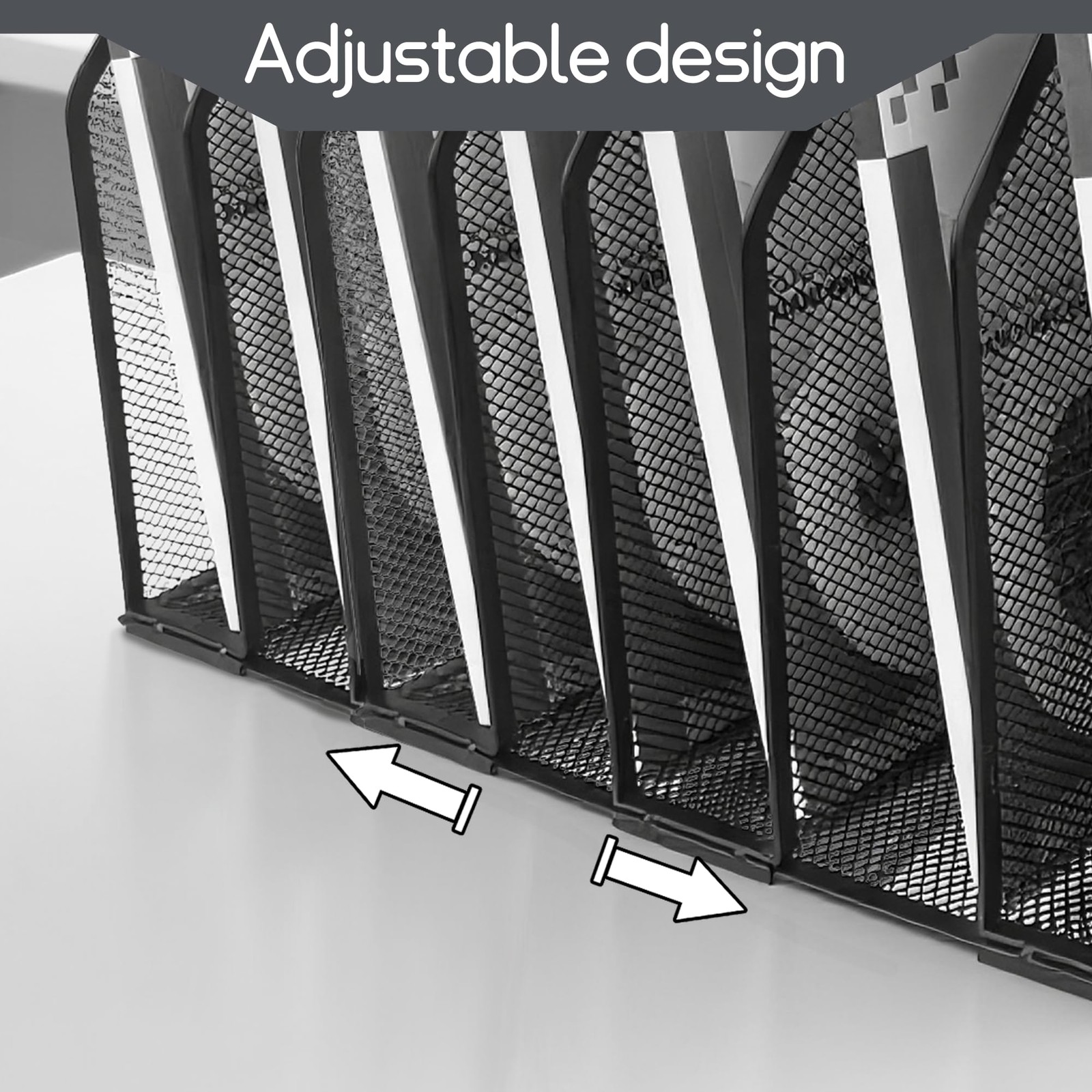 7Grid Adjustable Desk File Organizer Detachable Vertical Iron Holder Black