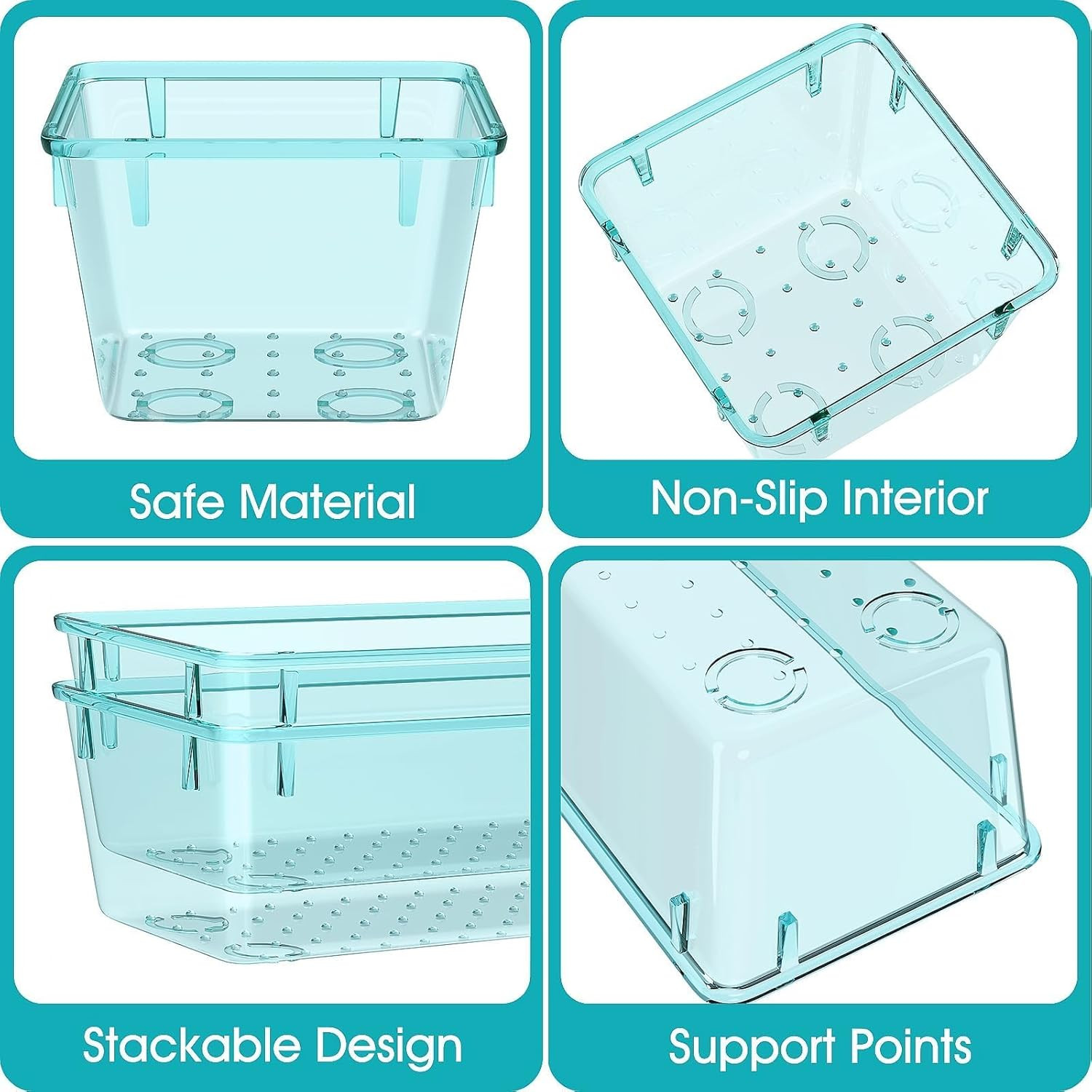 7 PCS Clear Plastic Drawer Organizers Set, 4 Size Desk Drawer Organizer Trays fo