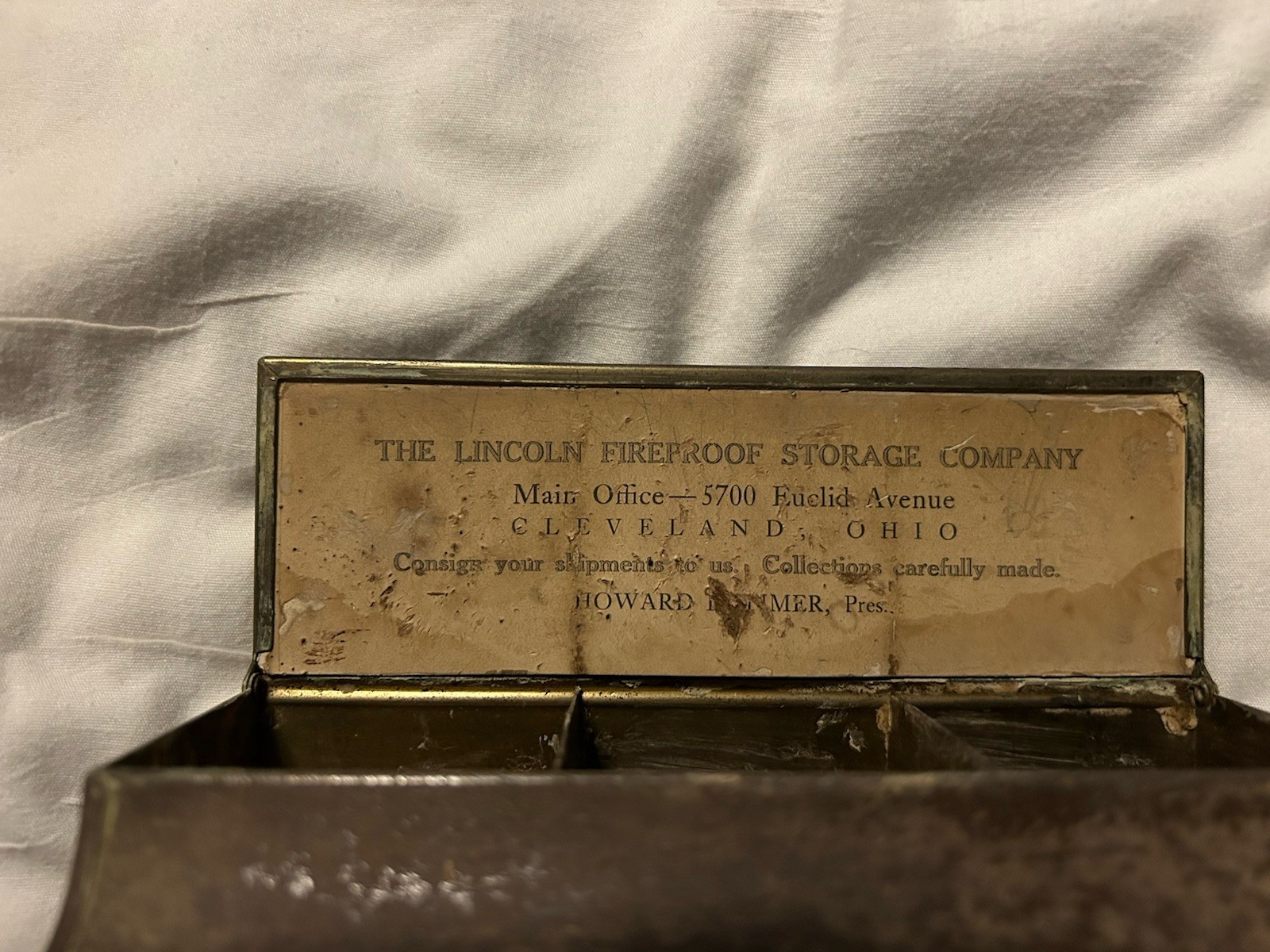 Brass Desk Organizer By: The Lincoln Fireproof Storage Co.