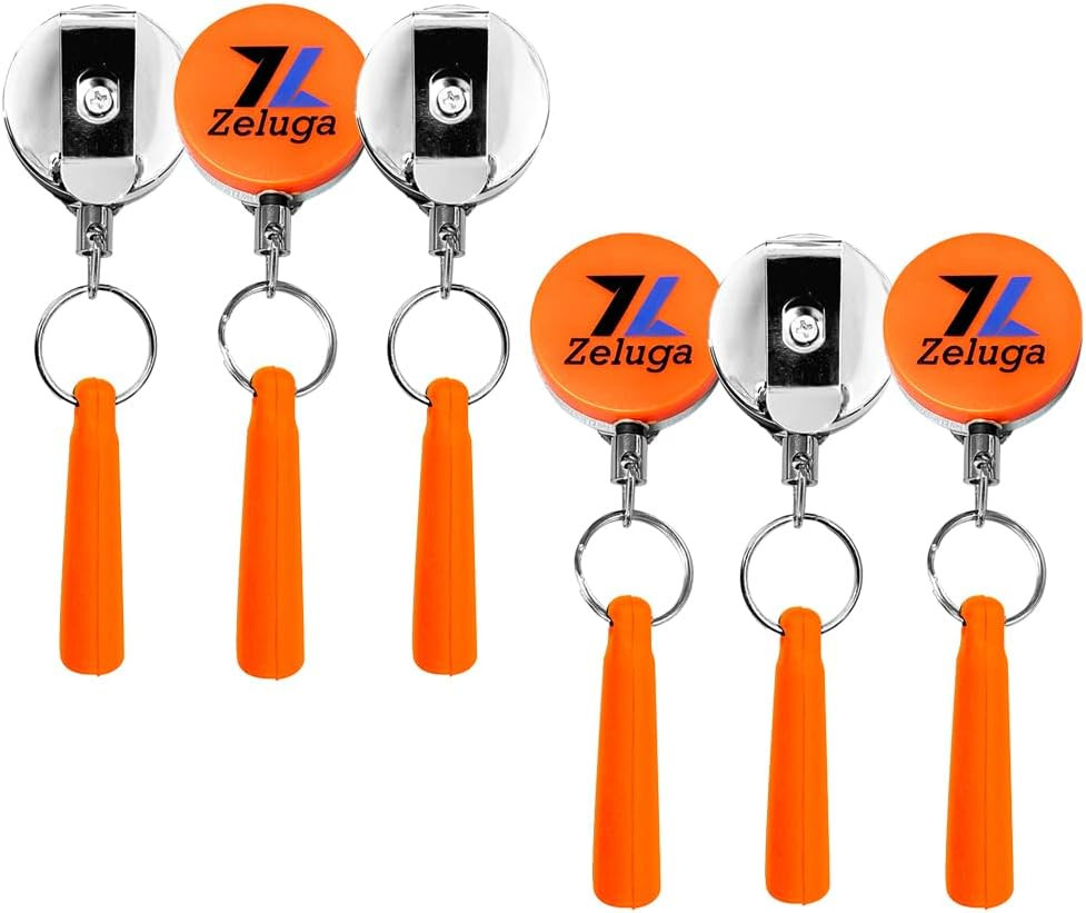 25-514 6Pcs Retractable Pull Pen Pencil Holder with 26” Steel Pull Wire, Elasti
