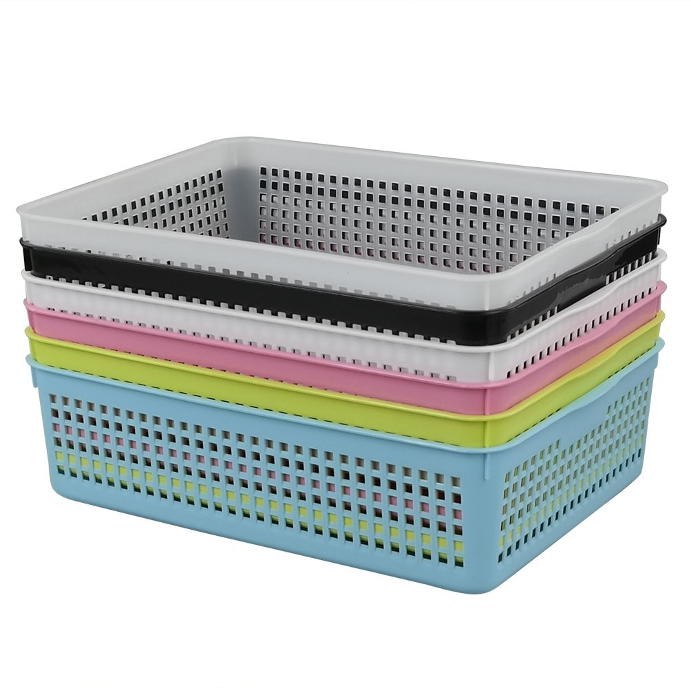 6 PCS Paper Organizer Basket Plastic File Baskets Colorful Storage Bin