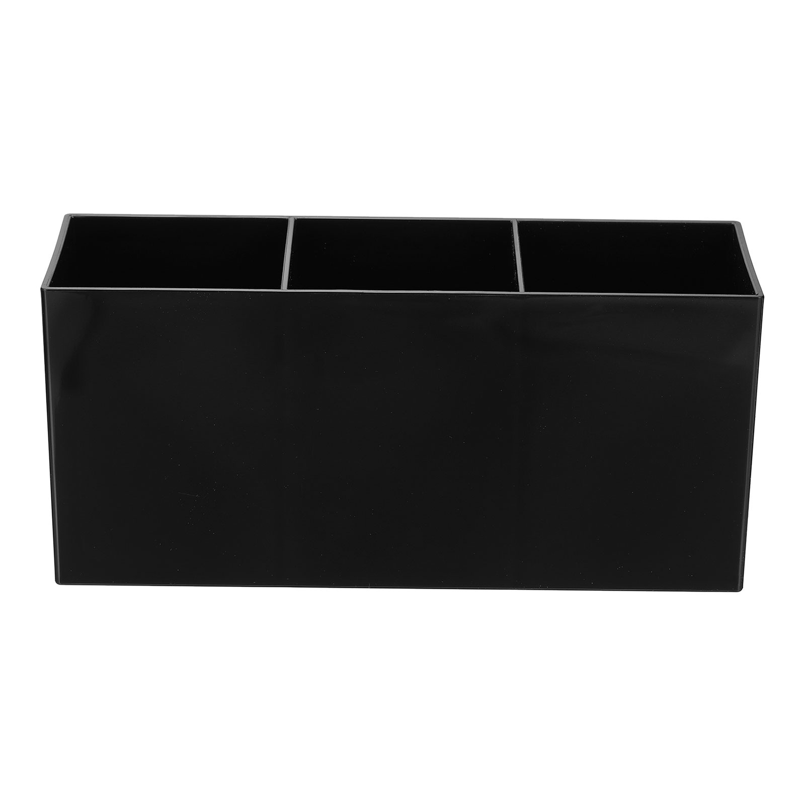 3 Compartments Pen Holder Black Office Clear Acrylic , 1Pcs