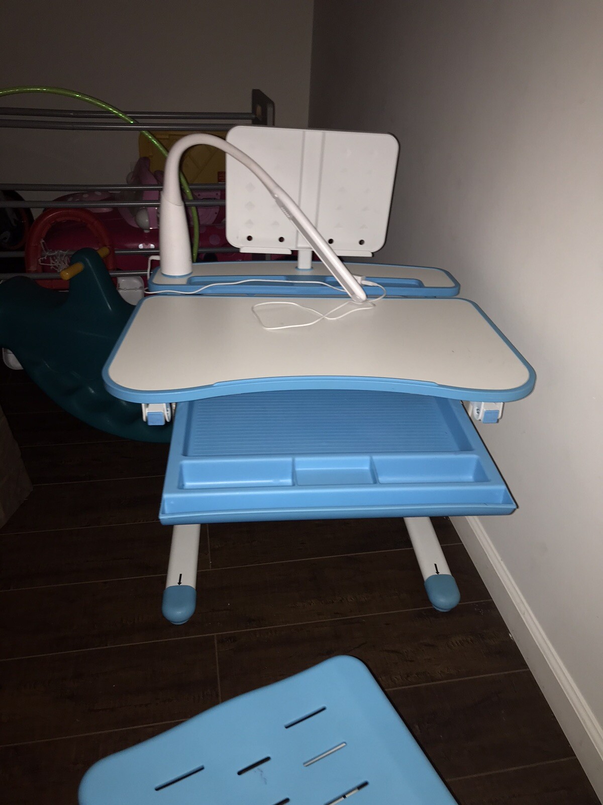 Kids Functional Desk and Chair Set, Ergonomic Height Adjustable Children School