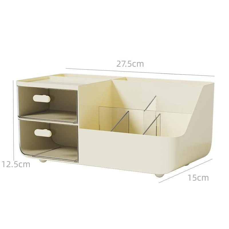 Large Capacity Desk Organizer with 2 Transparent Drawers and Office Supplies Hol