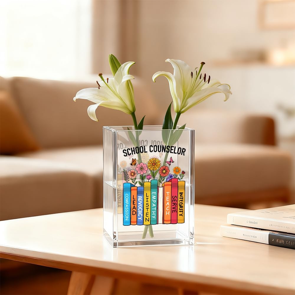 School Counselor Acrylic Pen Holder Cosmetic Organizer, Fun Pencil Pen Holder…