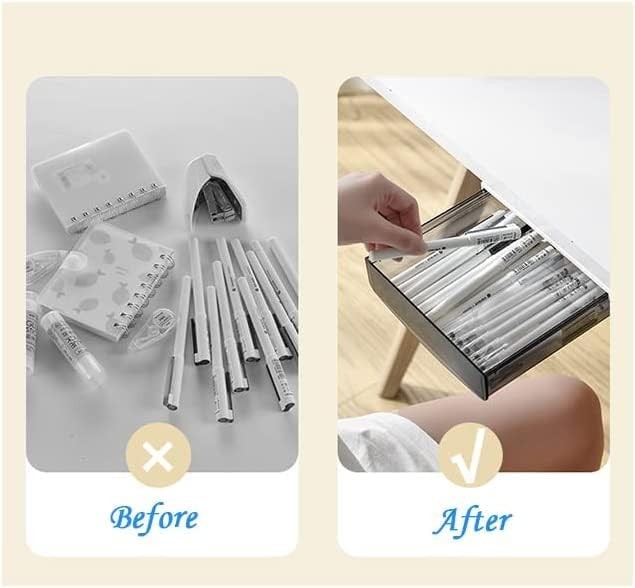 Under Desk Drawer Organizer,2 Pack Self-Adhesive Attachable Under Desk Storage
