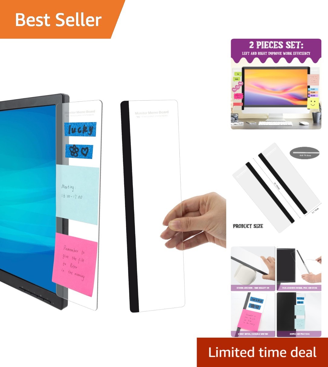 Multifunctional Memo Board Set – 2 Acrylic Sticky Note Holders for Office & Home