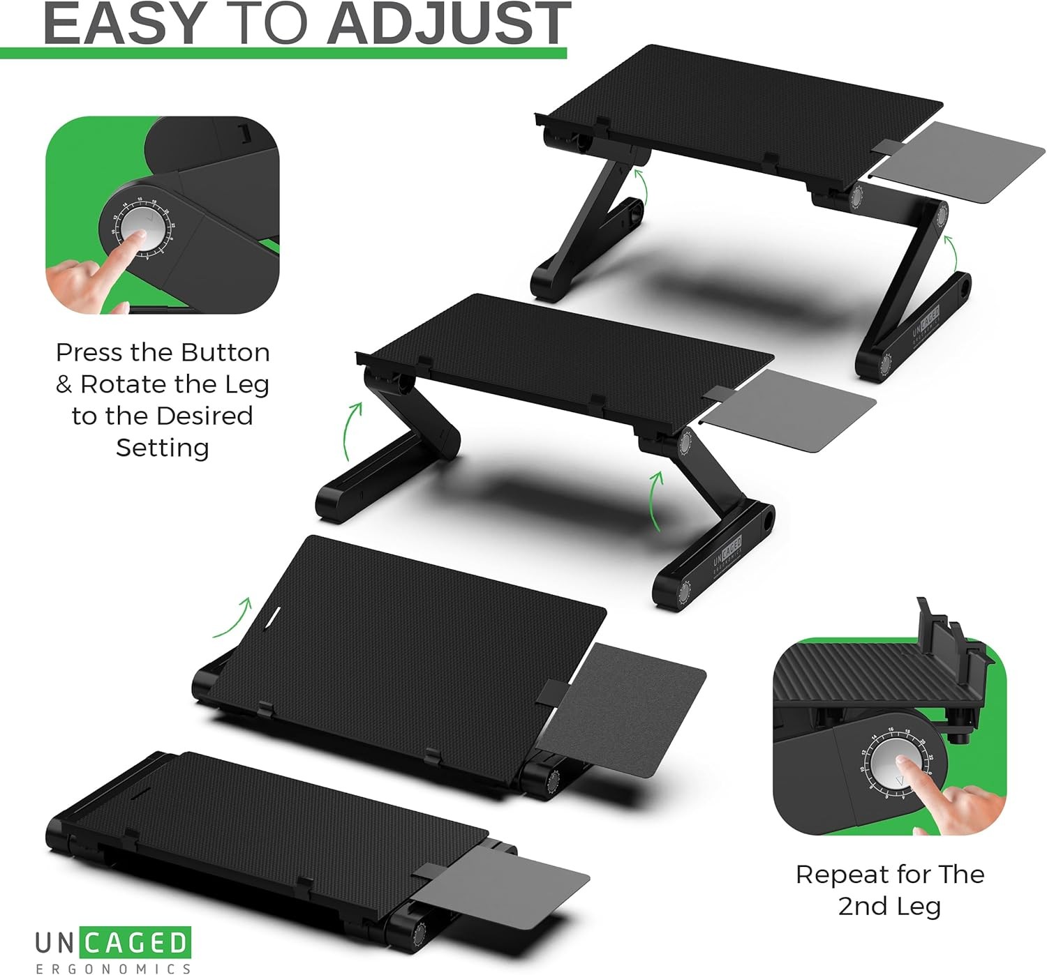 WorkEZ Adjustable Computer Keyboard Stand for Desk, 18L x 11W inches, Black
