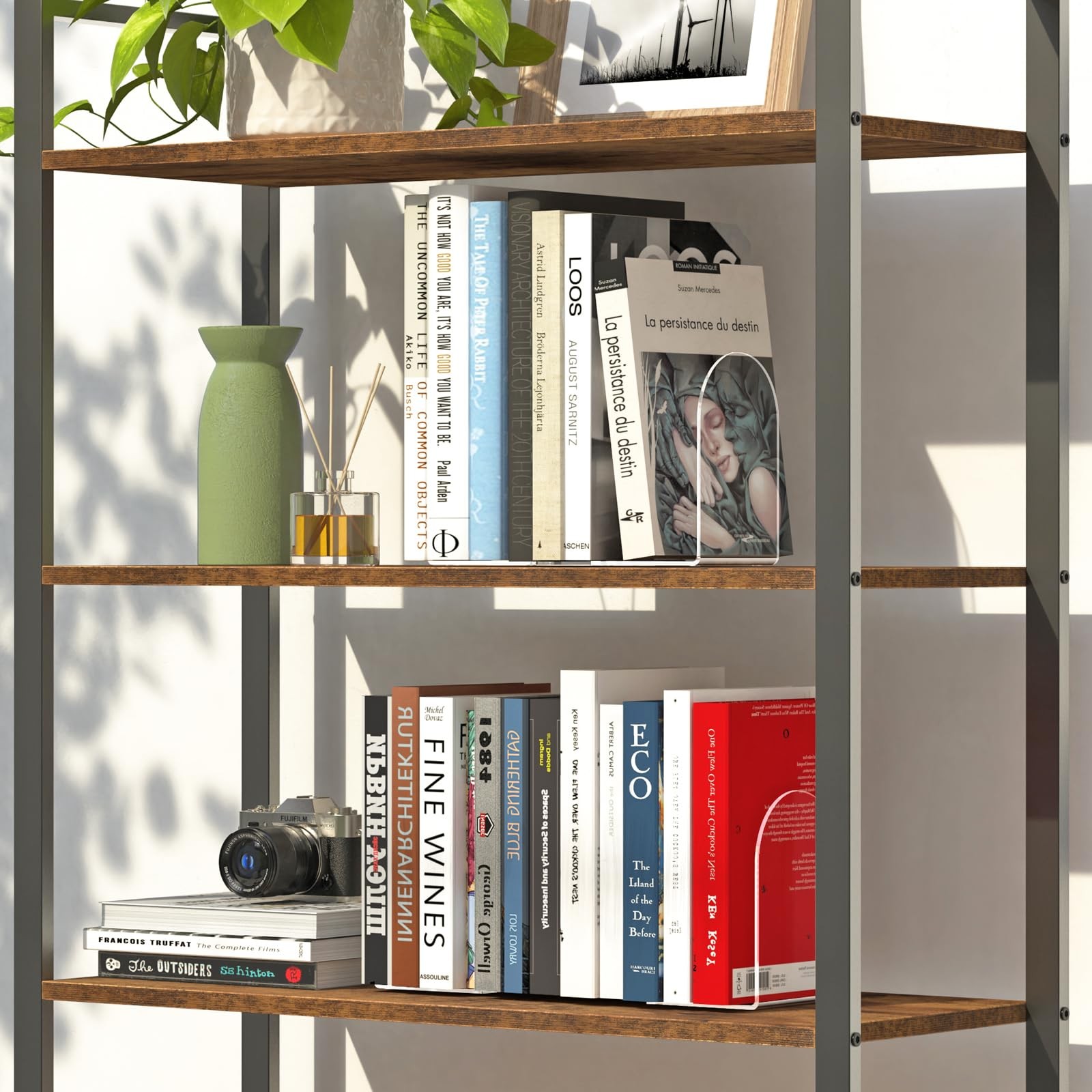 4 Pcs Acrylic Bookends, Clear Book Ends for Heavy Books, 4 Pack,