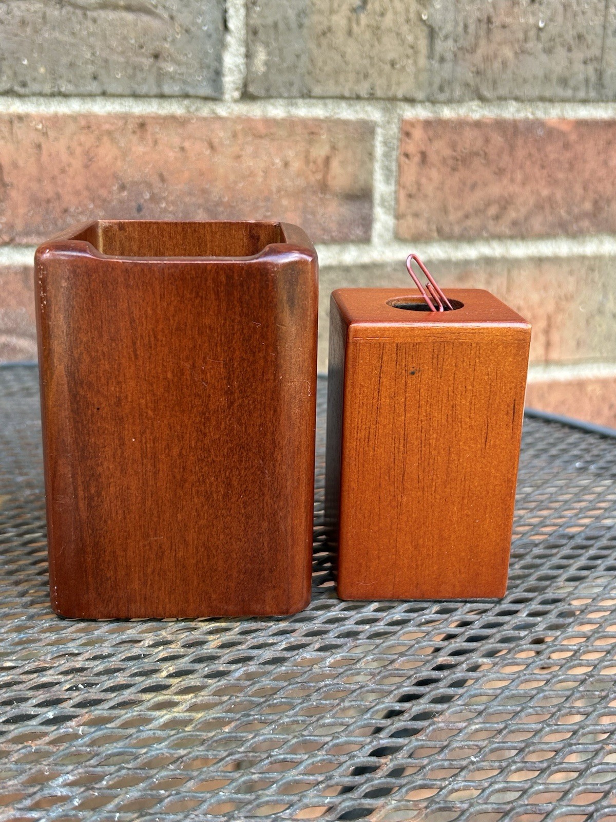 ROLODEX Pencil Cup Paperclip Wooden Holders MCM Minimalist Office Chic Executive