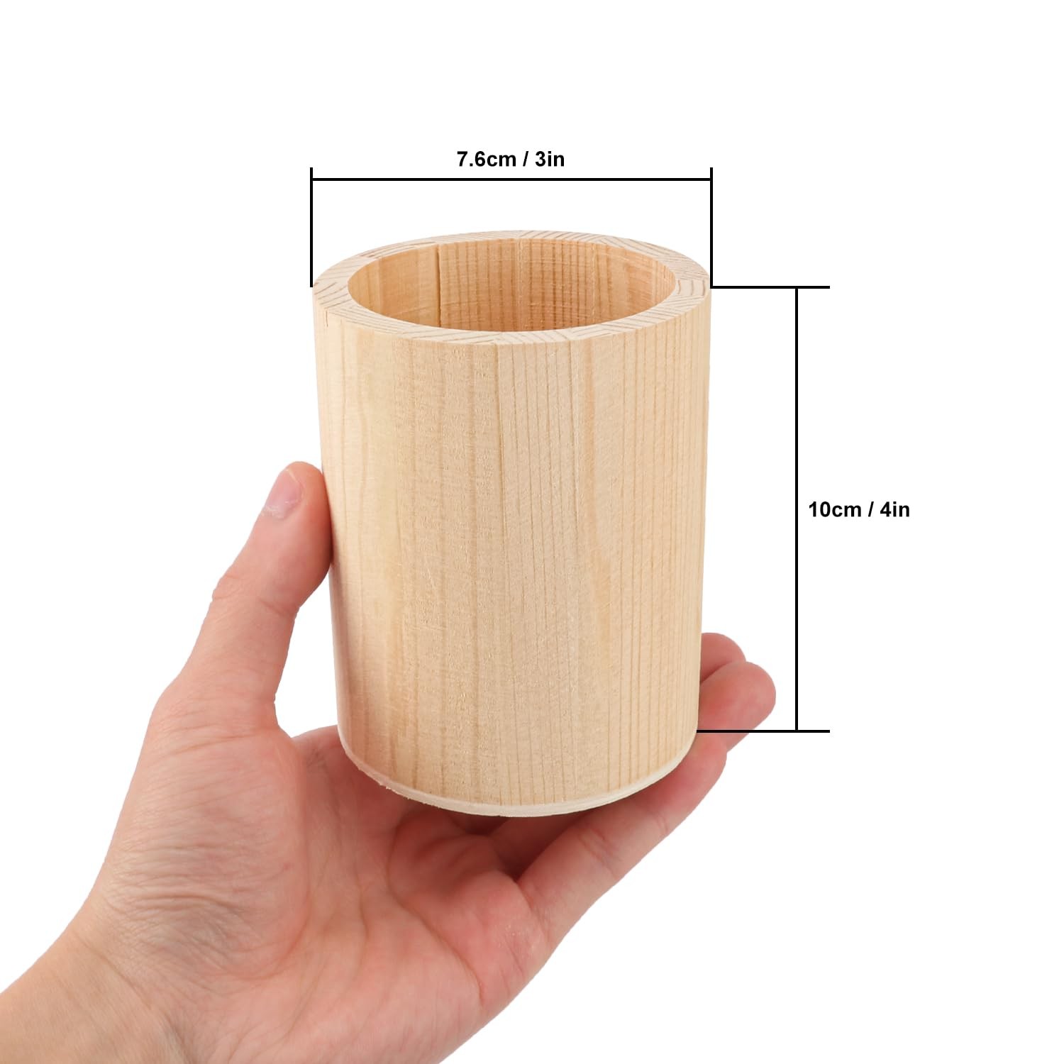 18 Pack Round Unfinished Wooden Pencil Holder, 3 x 3 x 4 Inch Wood Pencil Cup…
