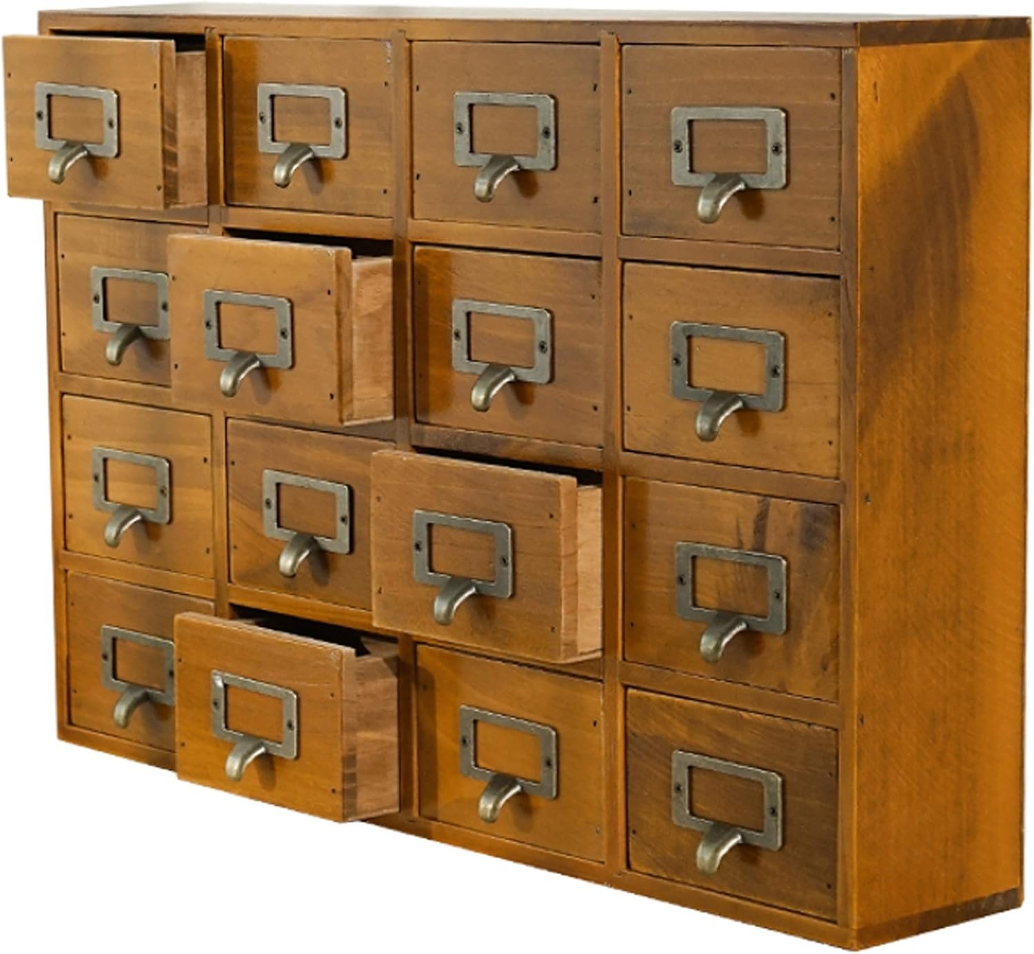 Rustic Wooden Desk Drawer Organizer – 16 Drawers Storage Box