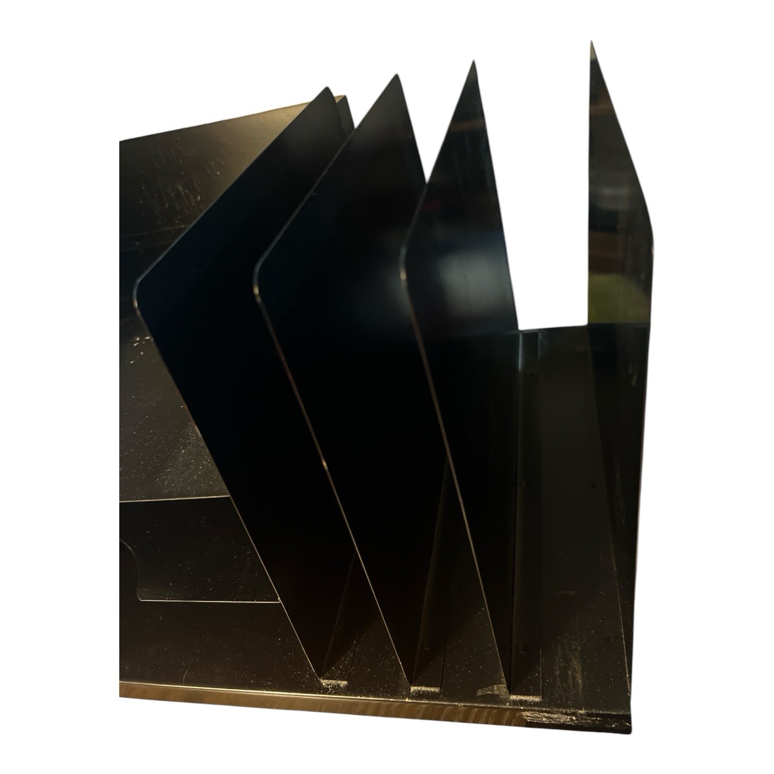 Hunt Lit-ning Industrial Metal Desktop Organizer Letter Tray Vintage MCM Black