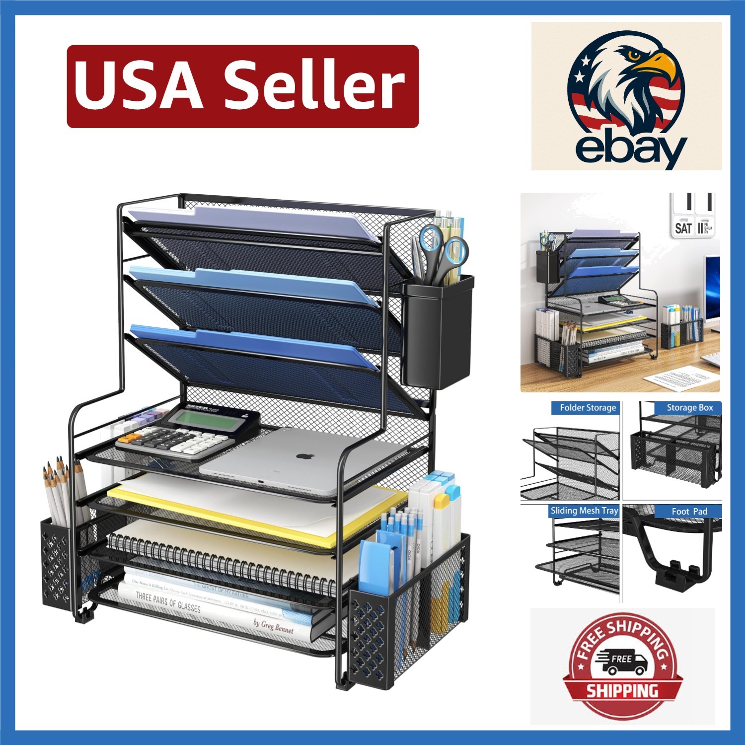 Multifunctional 7-Tier Desktop Organizer – Perfect for Home, Office, & School