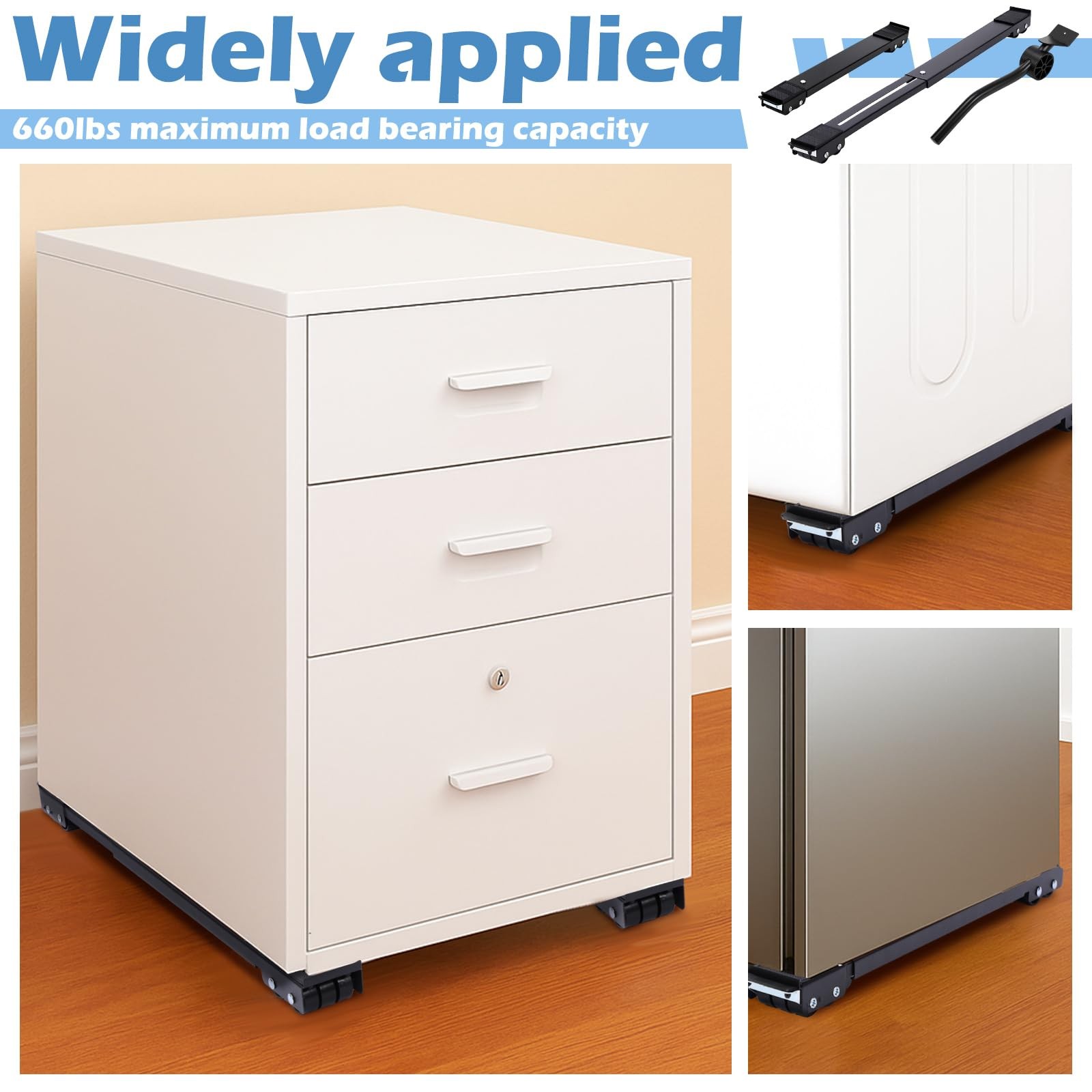 Adjustable File Caddy Wheel Dolly with Metal Lifters 18.1 to 28.1 Inch Mobile…