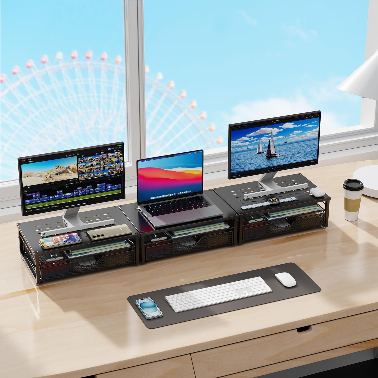 gianotter Computer Monitor Stand Riser, Desk Organizers and Accessories Black