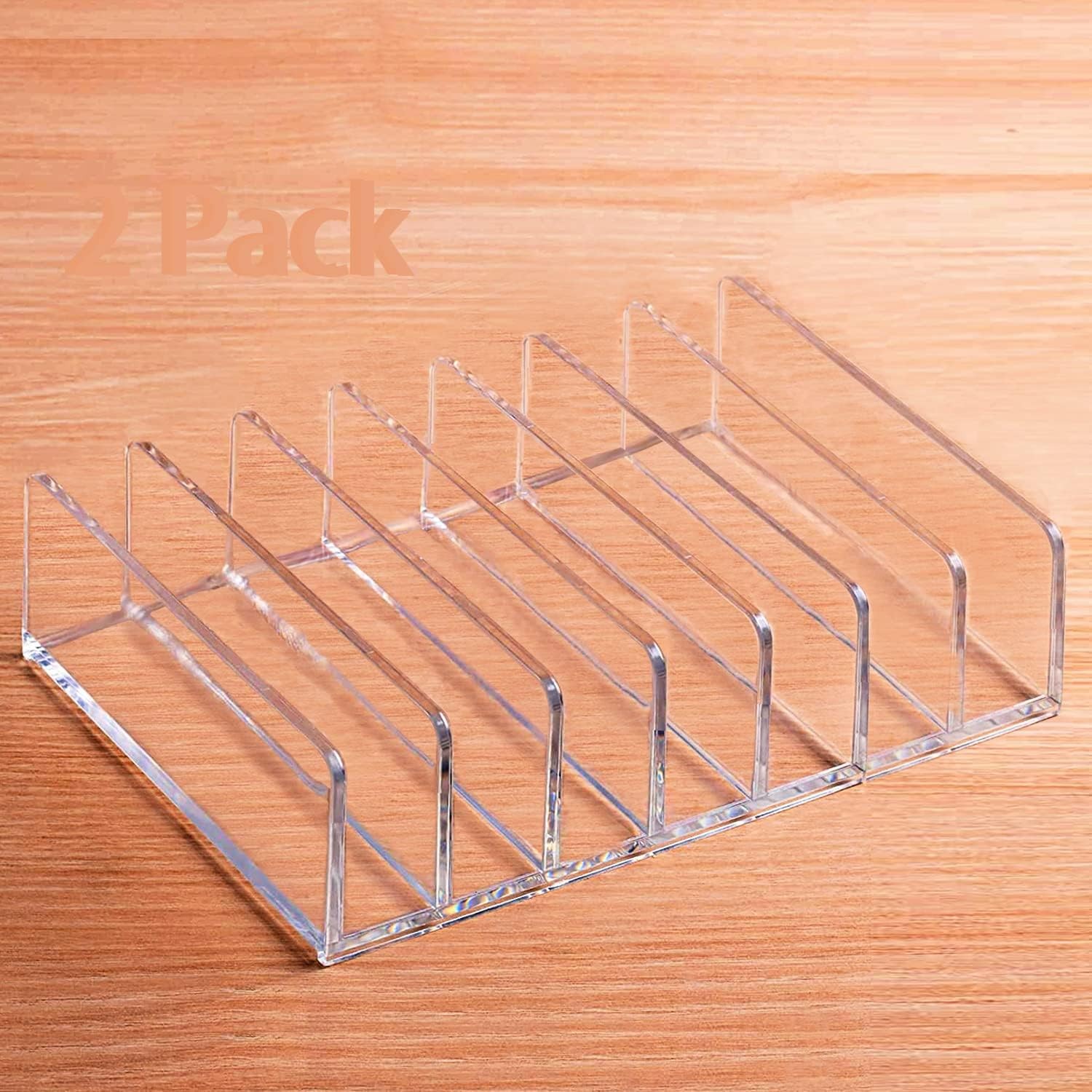 Acrylic Mail Holder 2 Pack, 7 Slots Clear Desk Organizer for Sorting Mail, Clear