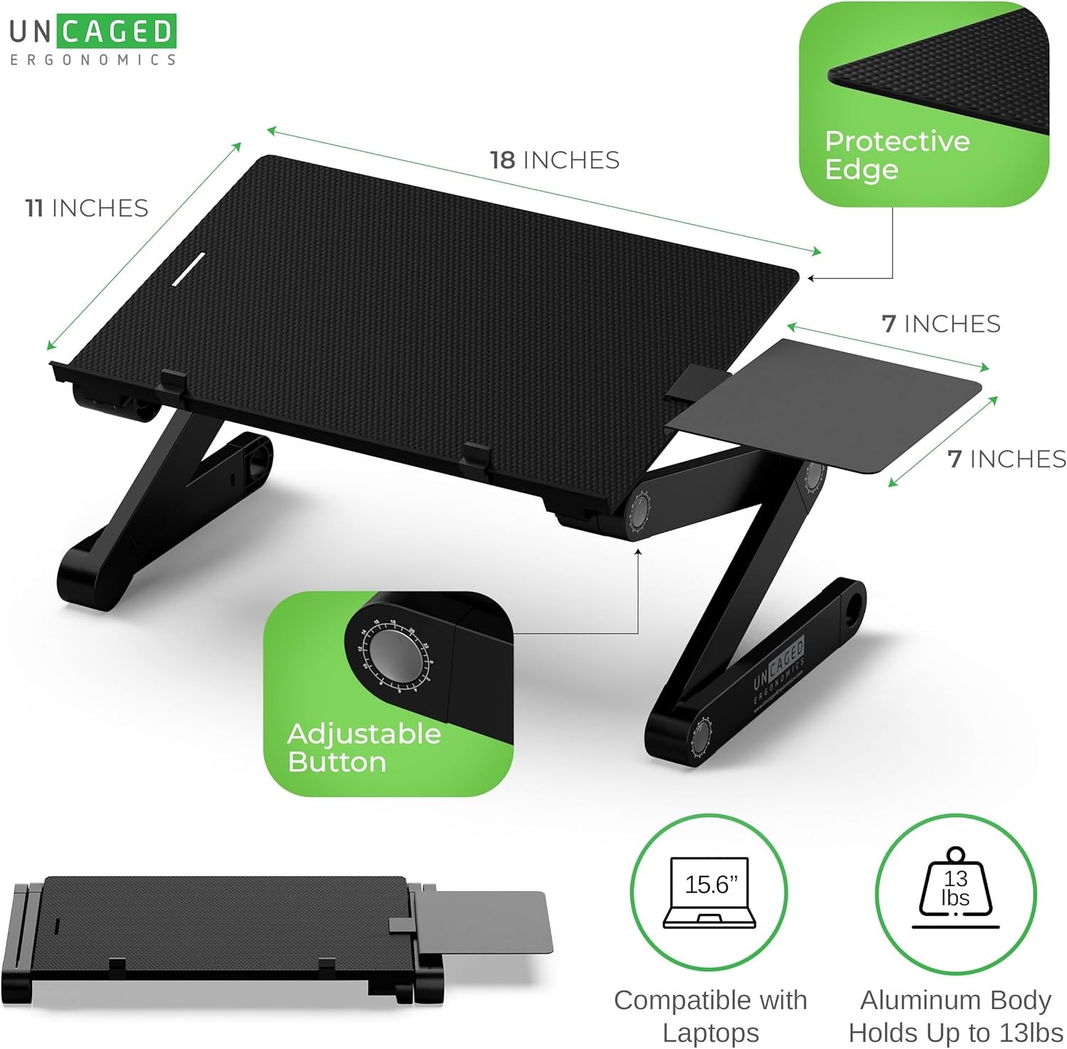 WorkEZ Adjustable Computer Keyboard Stand for Desk, 18L x 11W inches, Black