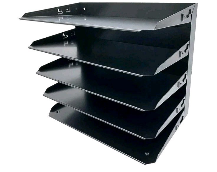 Huron 5-slot Horizontal Black Steel Letter & Desktop Tray Organizer DAMAGED