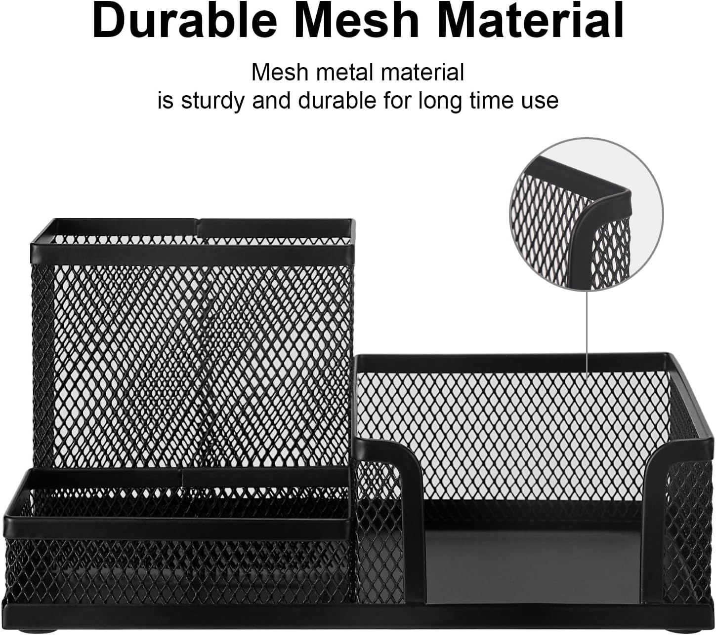 Mesh Pen Pencil Holder Desk Organizer, 3 Compartment Wire Desktop Pen Pencil …