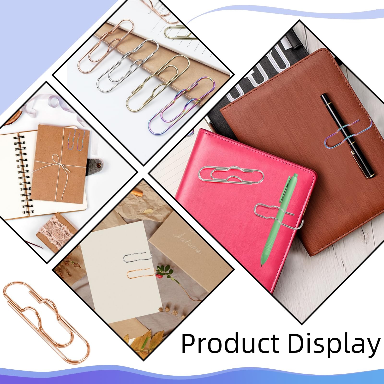 12 Pack Metal Pen Clips Paperclip Pen Holders for Notebook Journals Office Use