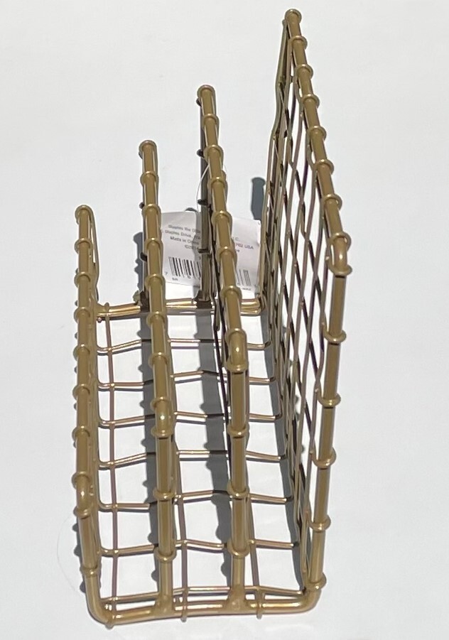 Staples 3-Section Wire Metal Mesh Desk Organizer Mail Letter Sorter Holder Gold