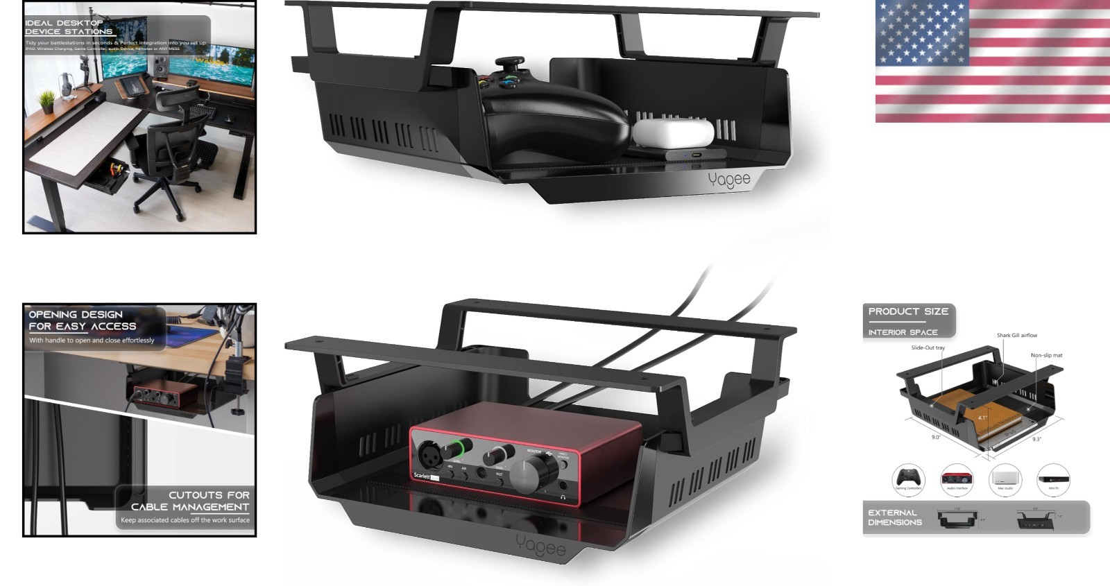 Self-Adhesive Under Desk Shelf Storage – Perfect for Gaming and Workstations