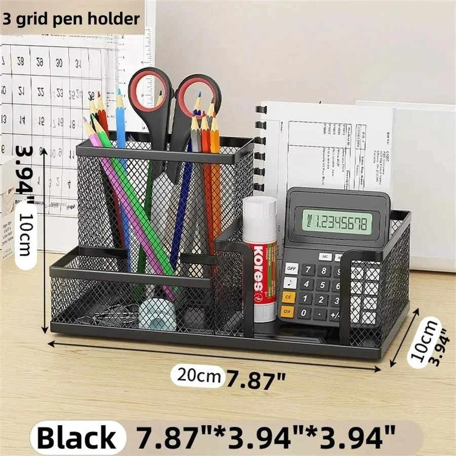 Mesh Desk Organizer Office Supplies Caddy with Pencil Holder and Storage Basket