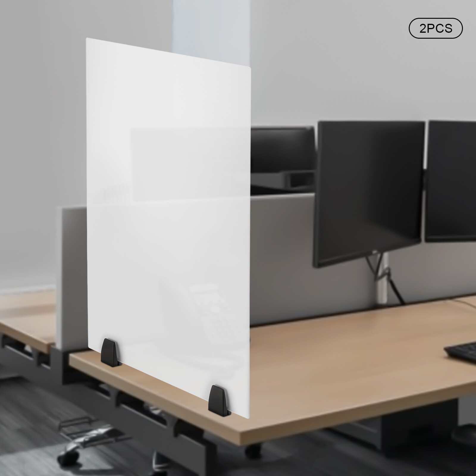 2x Indoor Acrylic Sneeze Guard Office Desk Divider Table Clear Dual Frosted New