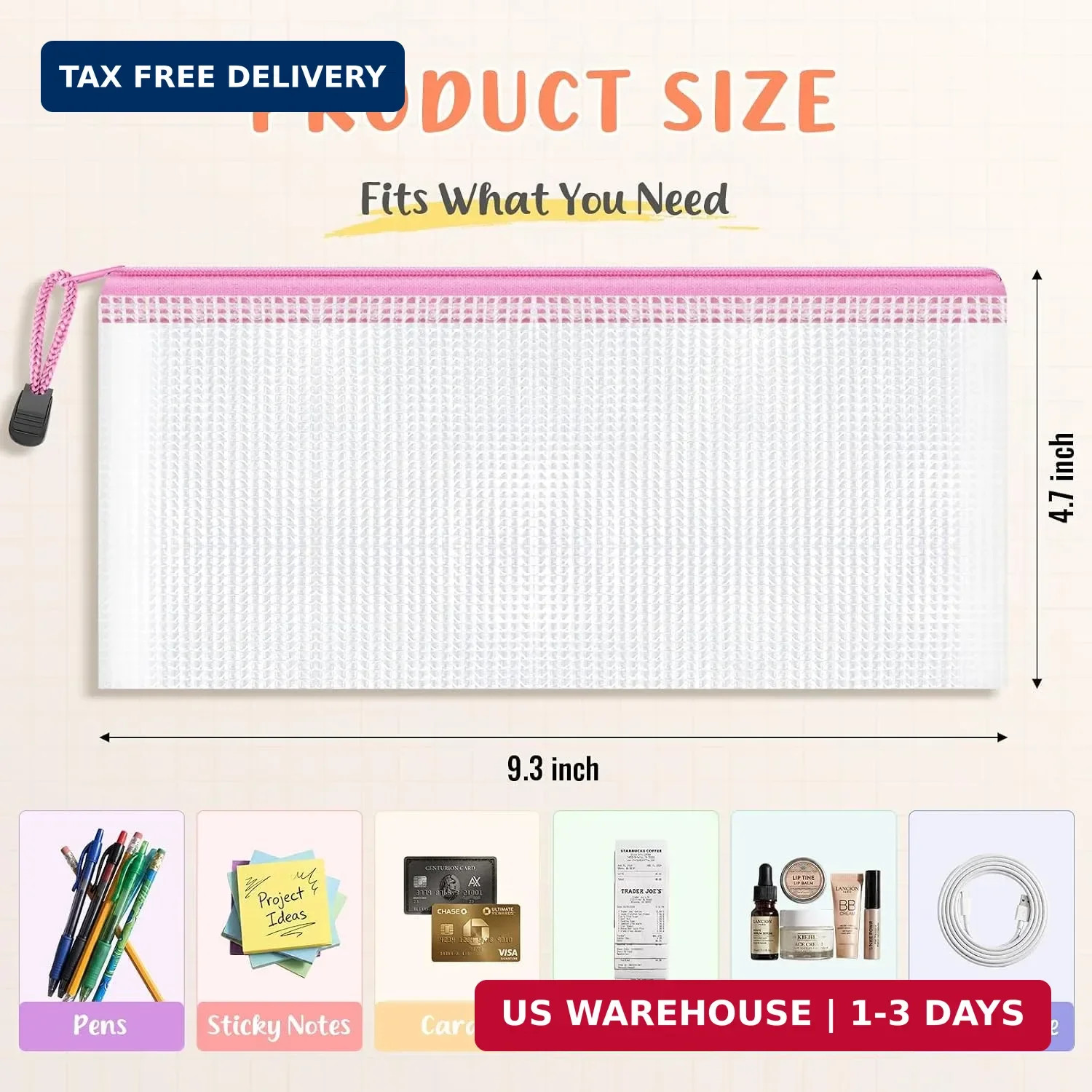 Smarpau 24 Pack Pencil Pouches, A6 Waterproof PVC Pencil Bags, 12 Colors Mesh Zi