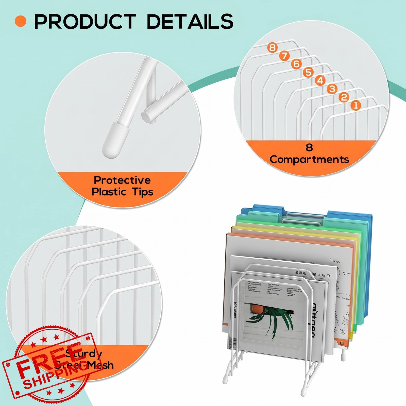 MINDEPOT White 8-Section Sorter