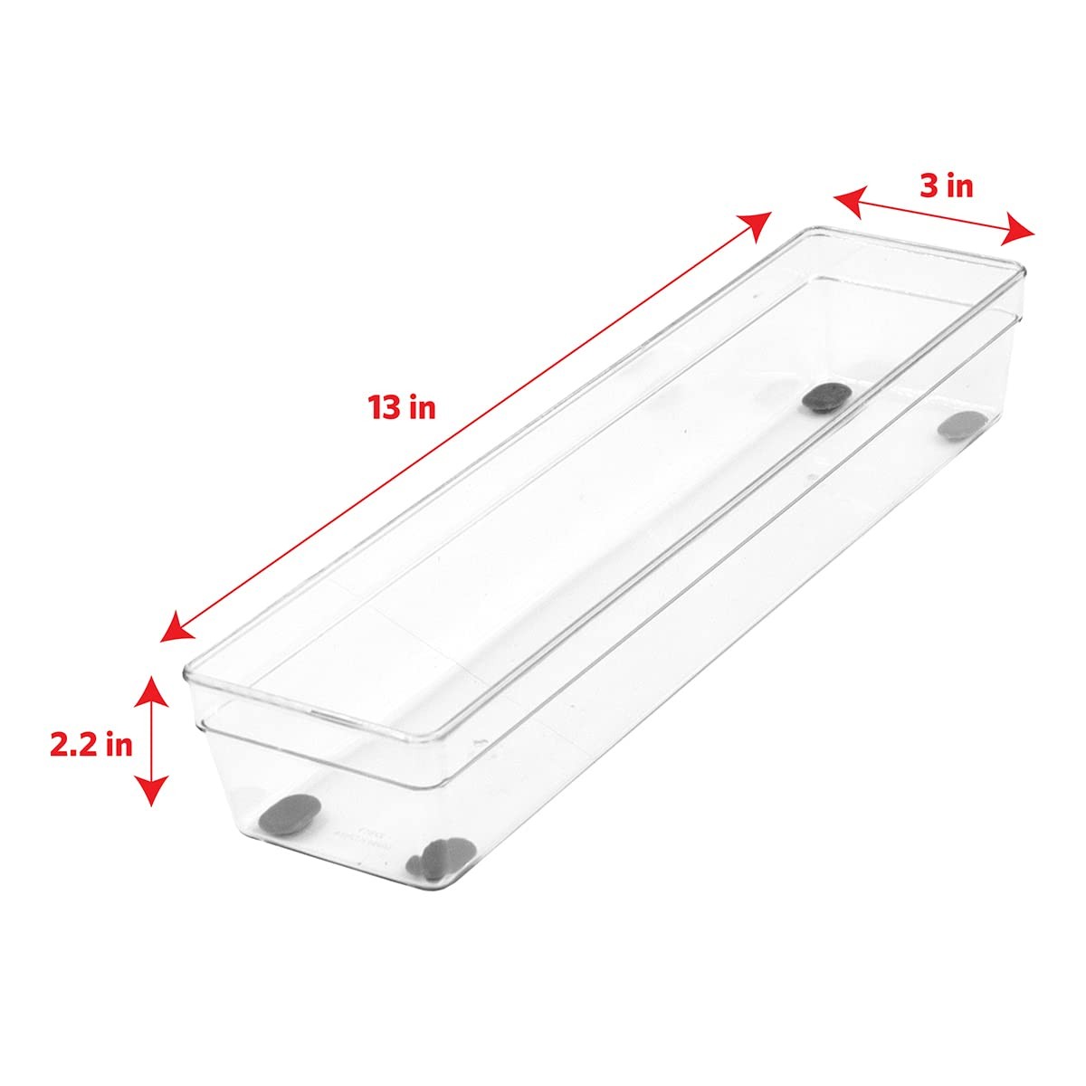 Heavy Duty Storage Tray, 13×3 Plastic Drawer Organizer, Clear