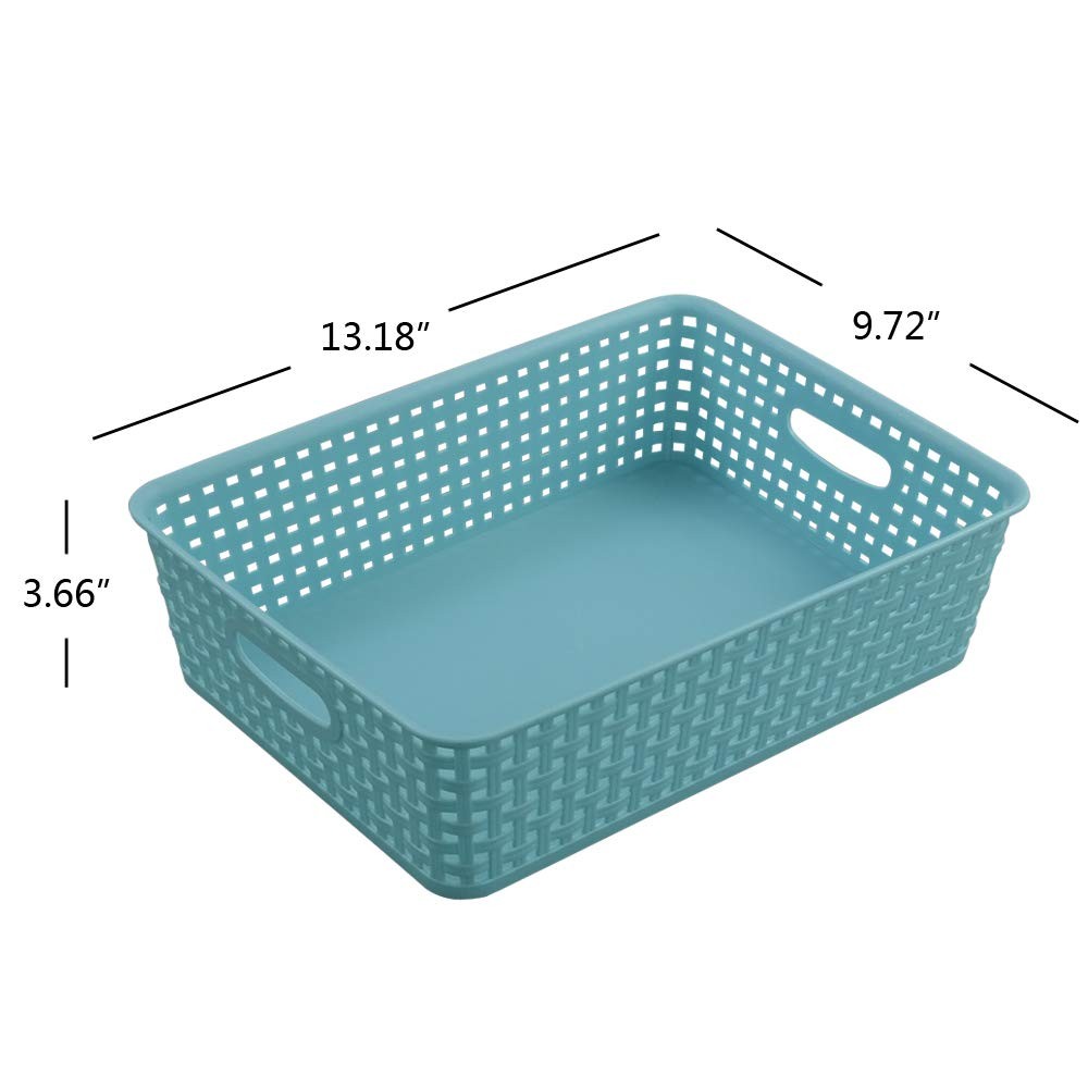 Plastic Shallow Storage Basket Trays 3 Piece Set Office Paper Organizer
