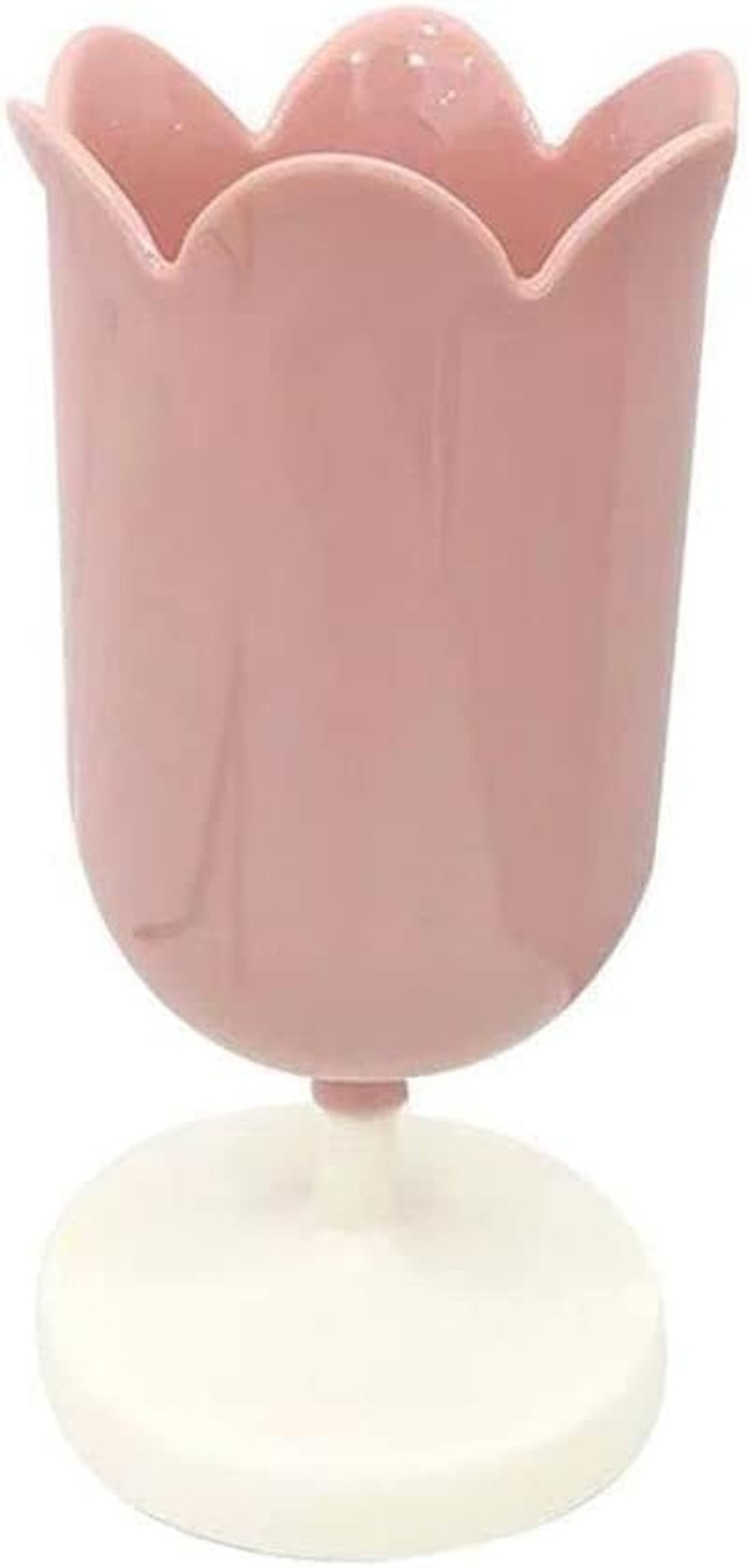 Pink Plastic Tulip Pen Holder Cute Pens Cup for Desk Pen Brush Organizer Office