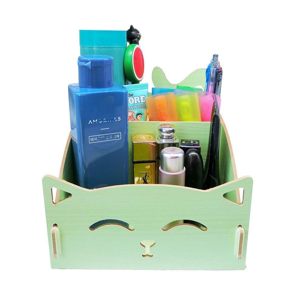 Artkingdome DIY Cat Storage Artwork Cosmetic Collection Pen Pencil Green