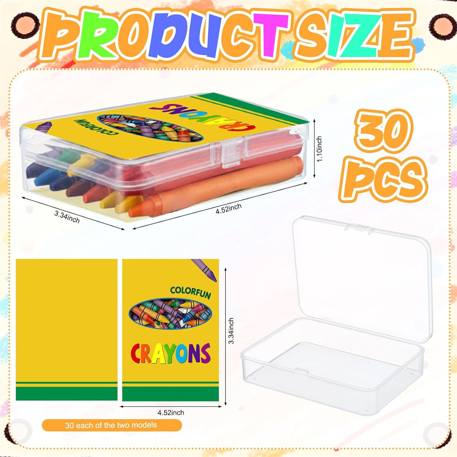 Yungyan 30 Pcs Crayon Organizer for Classroom Bulk Clear Plastic Crayon Case wit