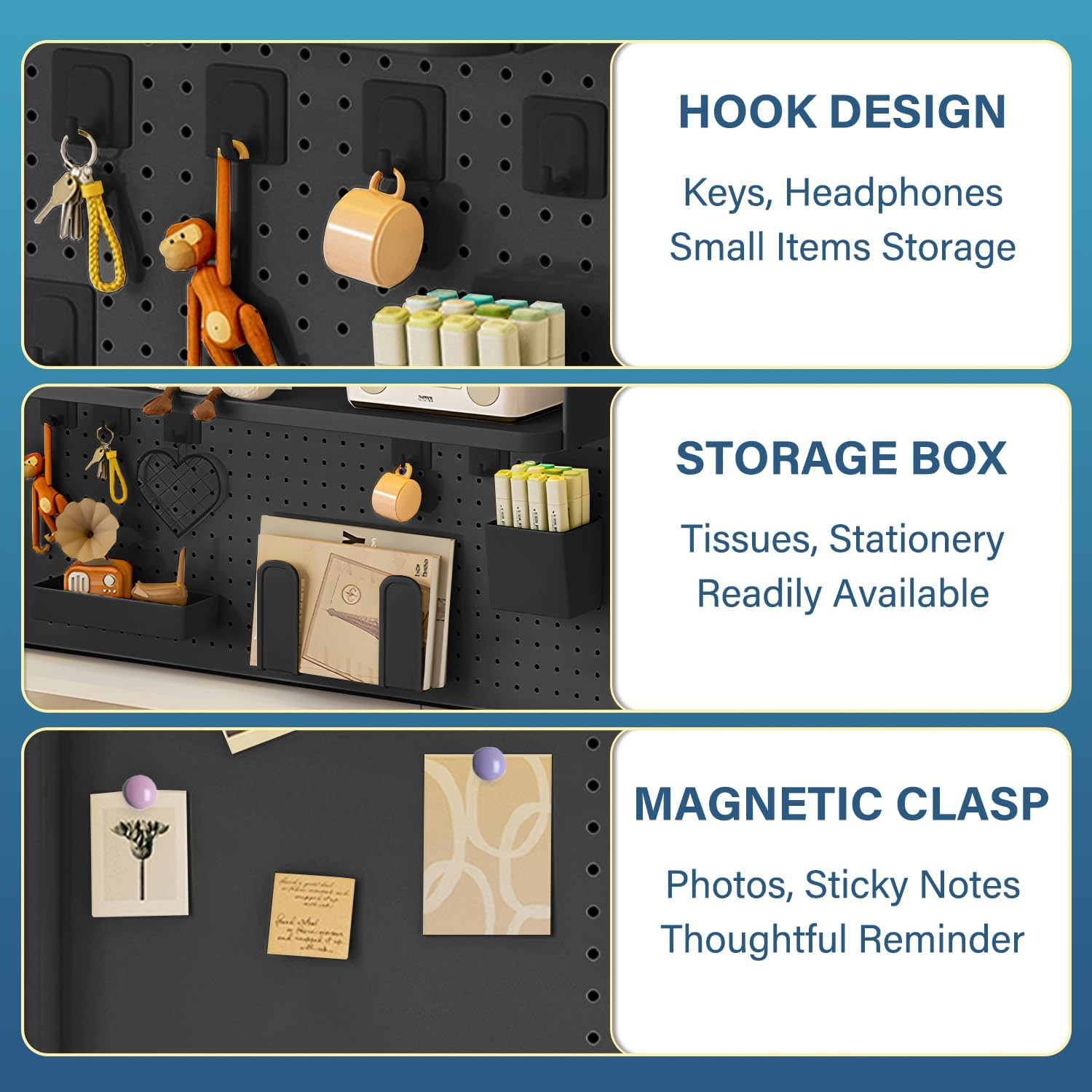Clamp on Desk Organizer Shelf, Desk Pegboard, Computer Desk Accessories for Offi