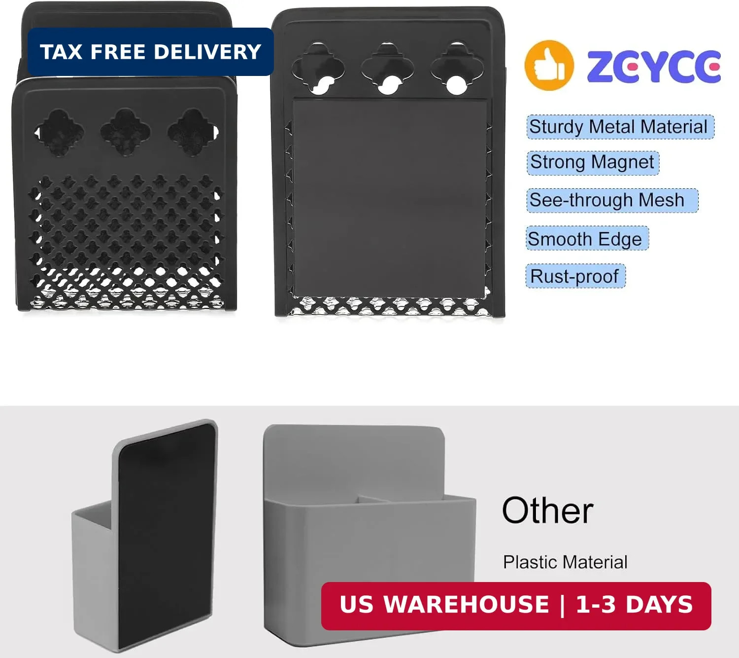 Magnetic Pen Holder, Mesh Metal Strong Magnet Dry Erase Marker Holder Pencil Org
