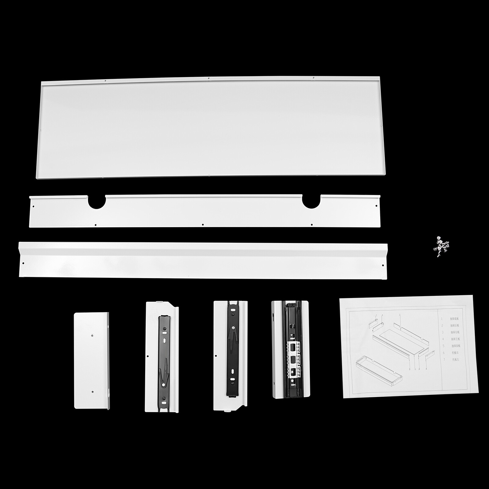 Under Desk Sliding Pull-Out Drawer White 33.3 × 9.2 In Mount For Sit-Stand Desk