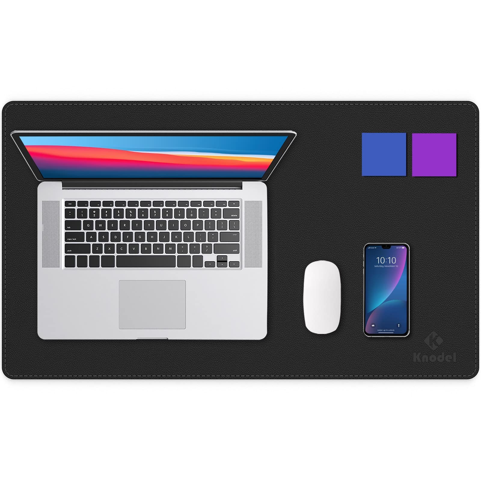K KNODEL Desk Mat, Blotter, Dual-Sided Office 23.6″ x 13.8″, Black/Black