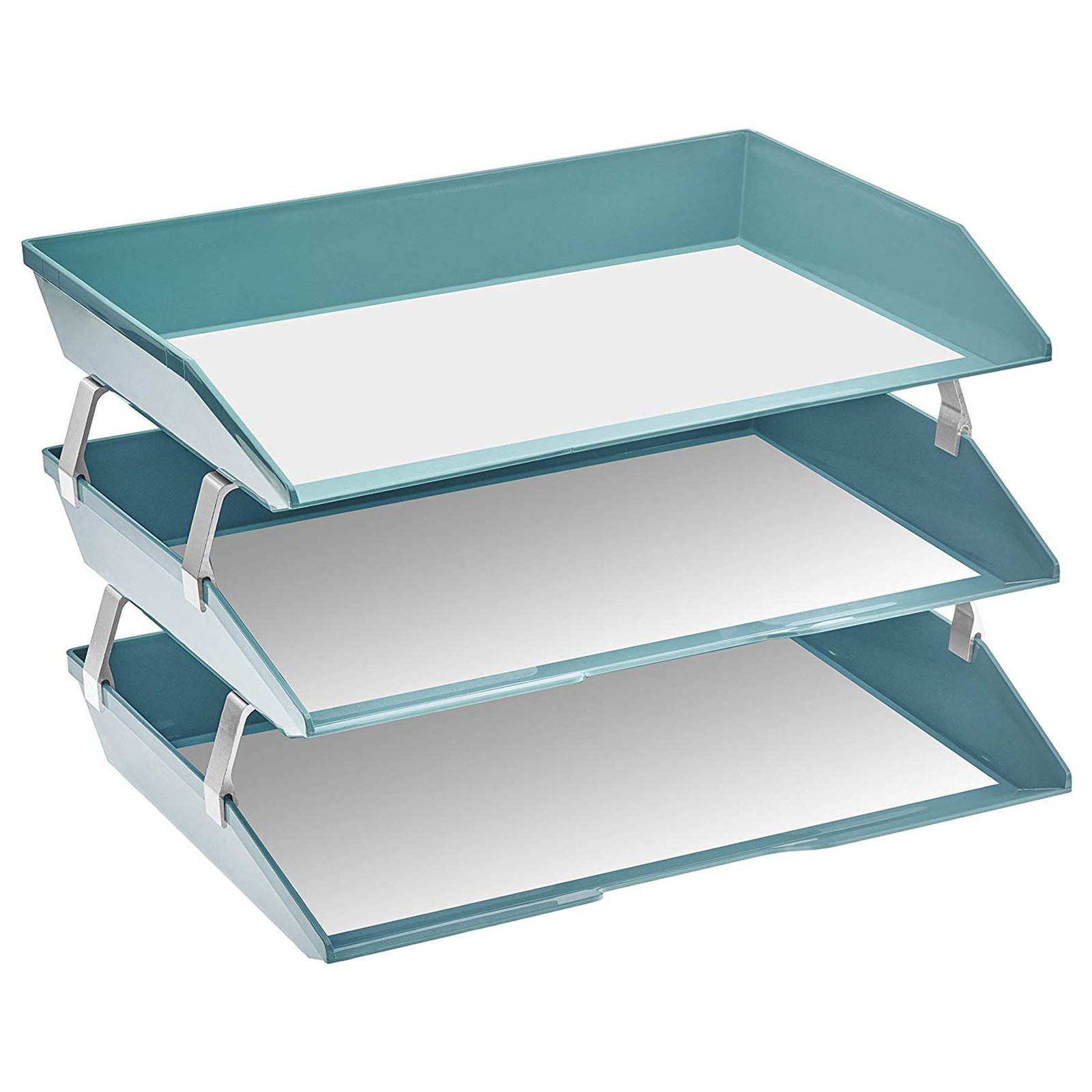Facility 3 Tier Letter Tray Side Load Letter A4 Plastic Solid Green Desk