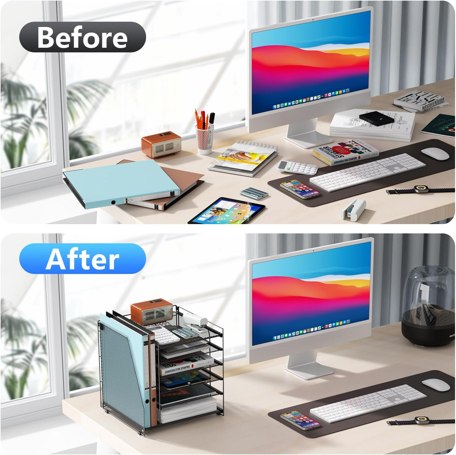 Desk Organizers and Accessories, 6-Tier Paper Organizer with File Holder, Docume
