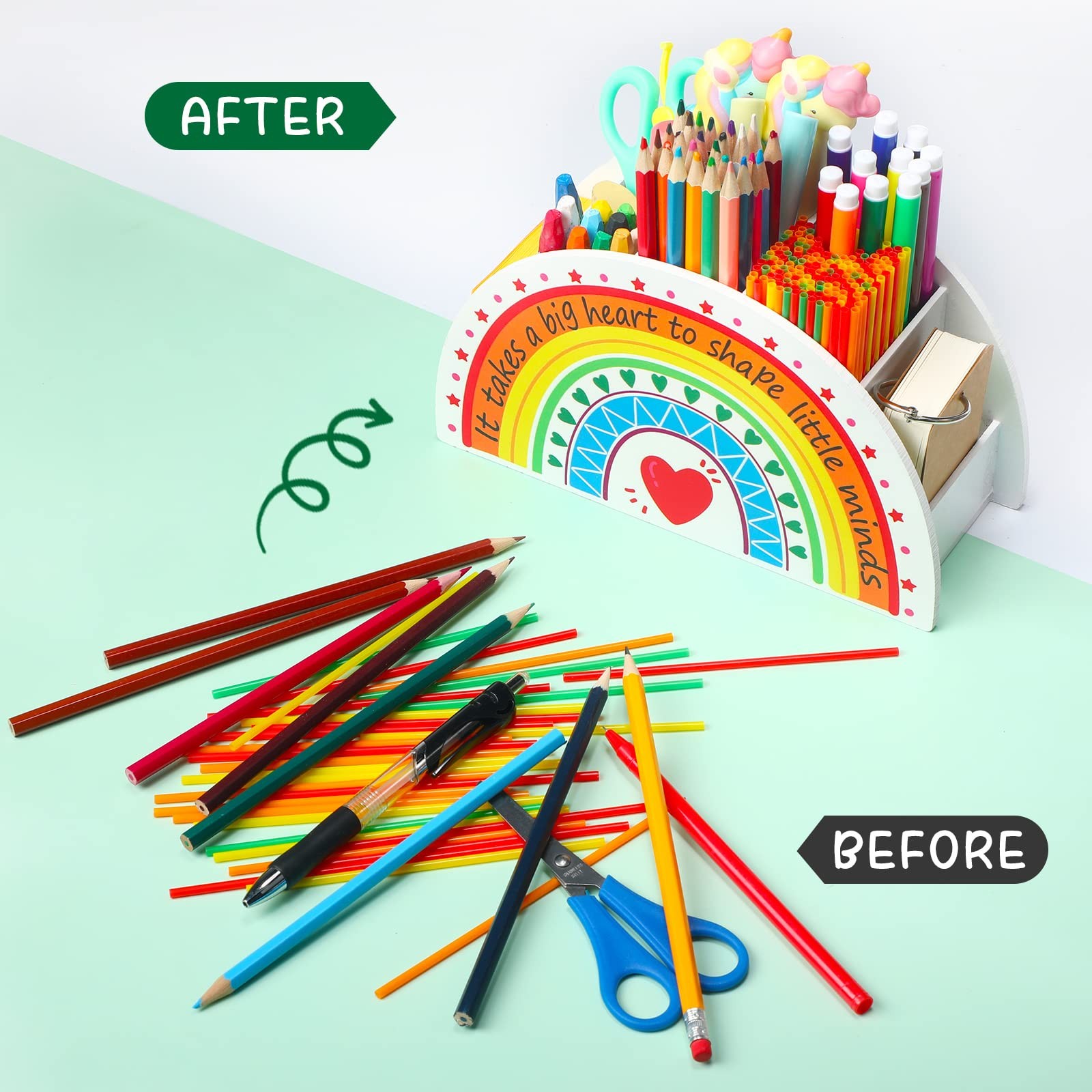 Wooden Rainbow Pencil Holder Pen Holder Teacher Appreciation Gifts from Stude…