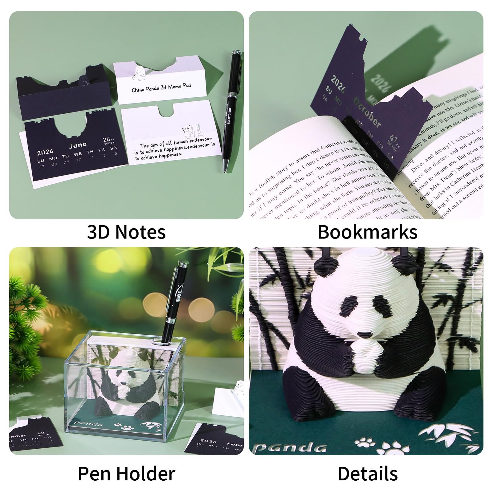 Time Piece Calendar 2026, 3D DIY 2026 panda-shaped