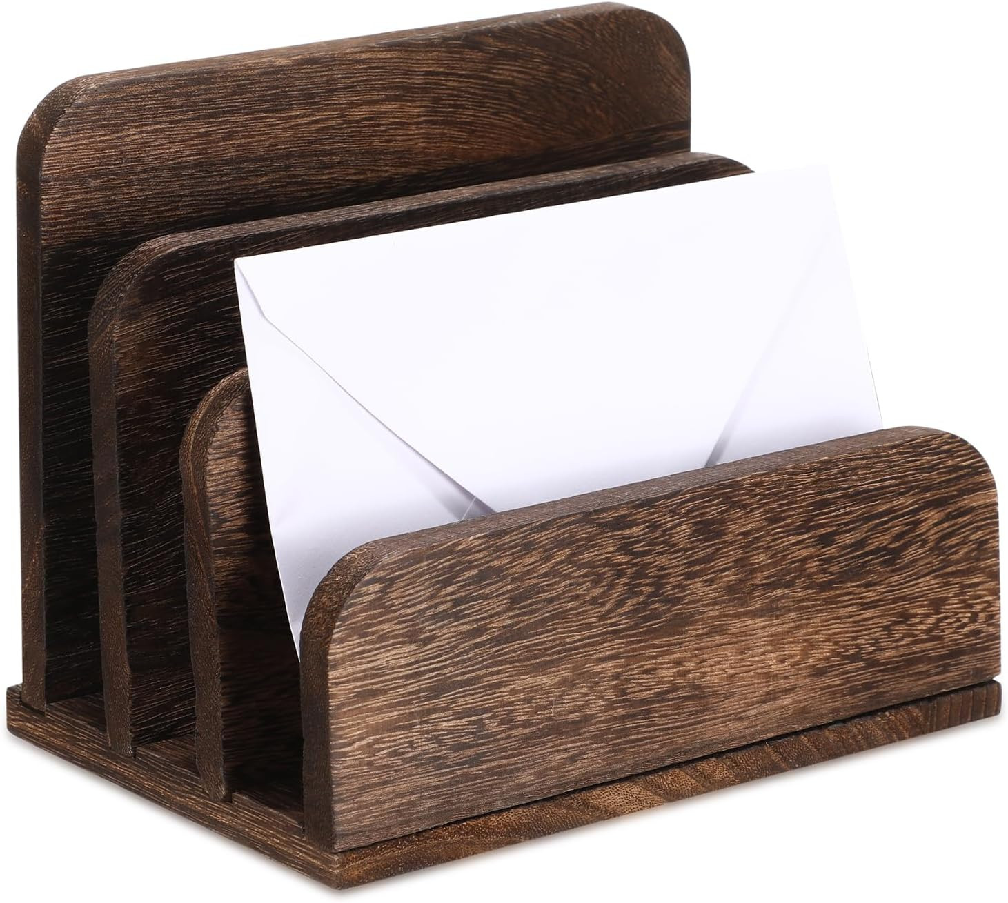 Wooden Mail Organizer 3 Slots Mail Holder for Desk Wood File Paper Letter Holder