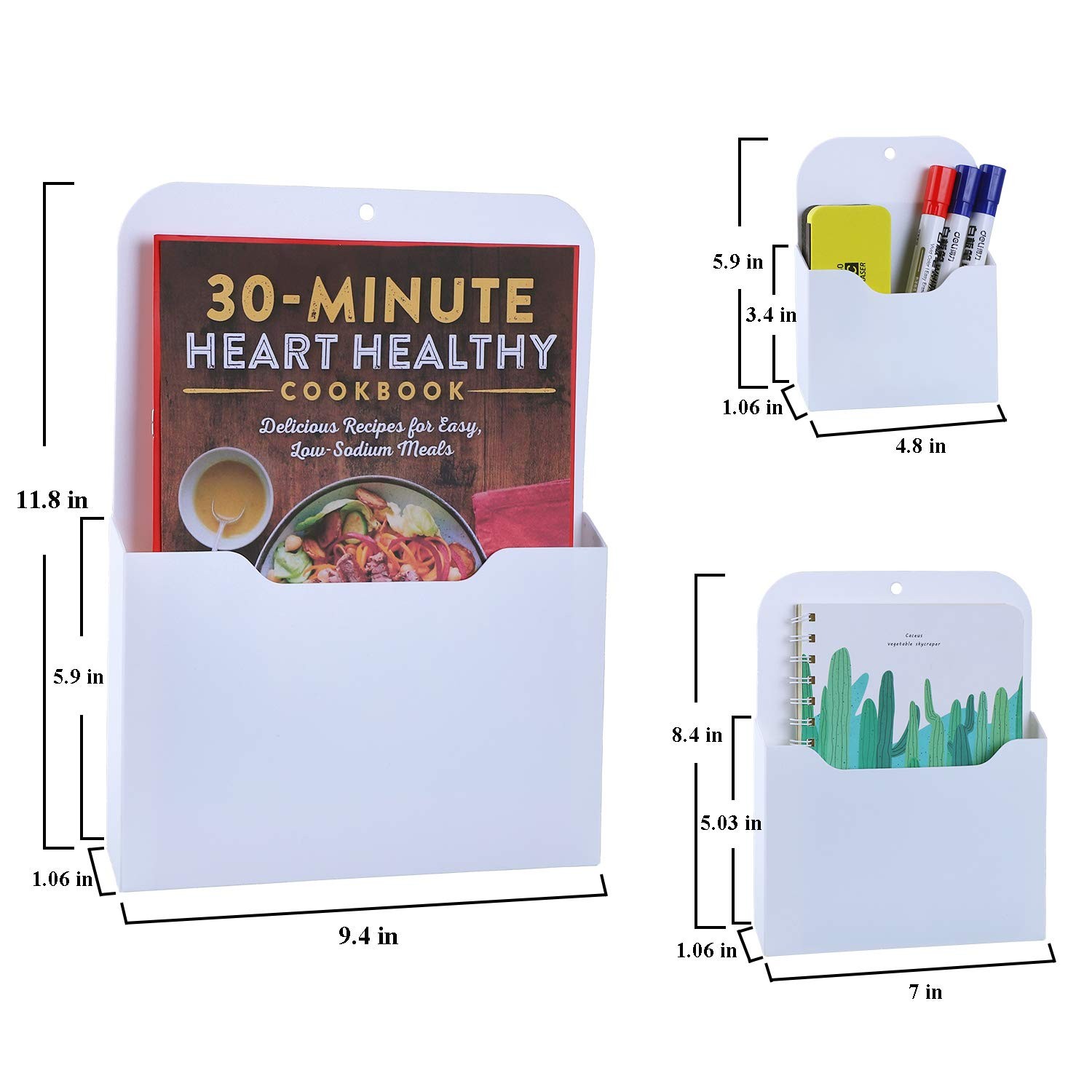 Antner 3 Pack Magnetic File Holder Wall Organizer white