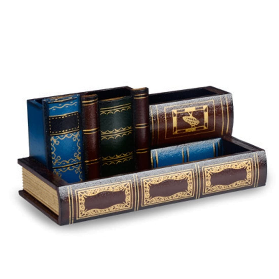 Tosnail Decorative Pen Holder with Storage Compartment, Wooden Pencil Retro