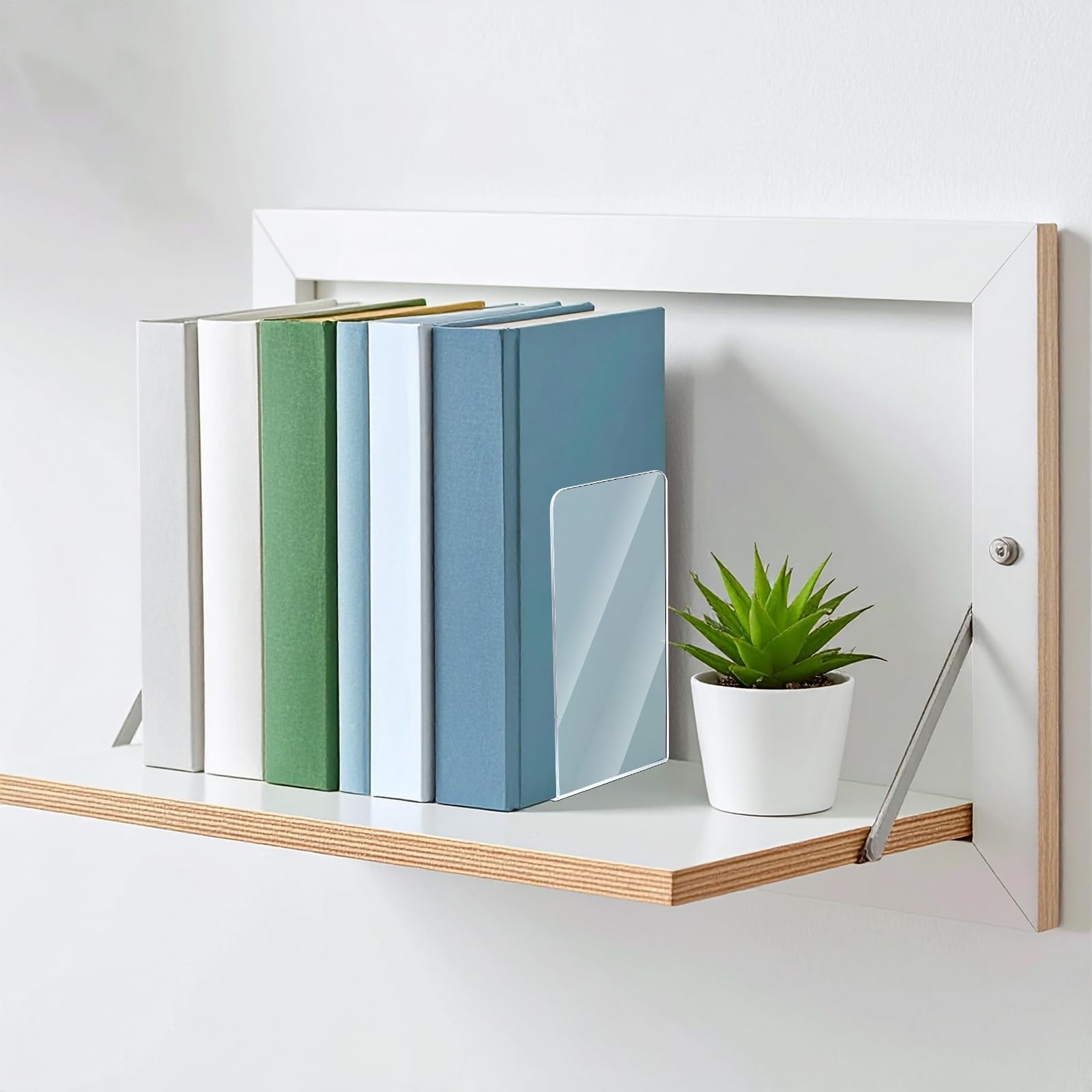 Kifmurase 16Pcs Bookends, Clear Acrylic Bookends for Shelves, Transparent